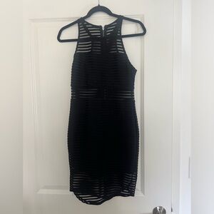 Xenia Boutique Black Sheath Midi Dress Halter Neckline